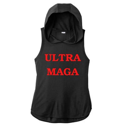 Ultra MAGA Red Trump 2024 Ladies PosiCharge Tri-Blend Wicking Draft Hoodie Tank