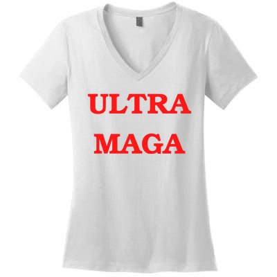 Ultra MAGA Red Trump 2024 Women's V-Neck T-Shirt