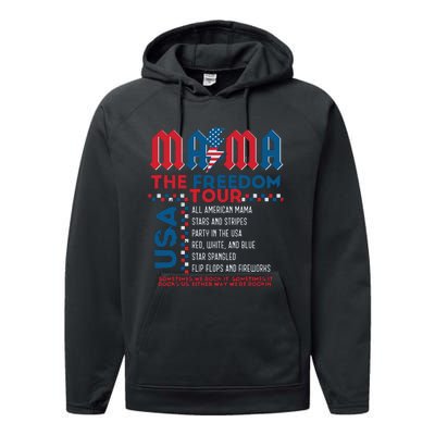 Usa Mom Retro American Independence Day 1776 Performance Fleece Hoodie