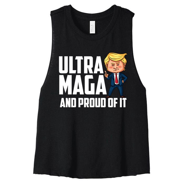 Ultra Maga Shirt Trump Ultra Maga And Proud Of It Women's Racerback Cropped Tank