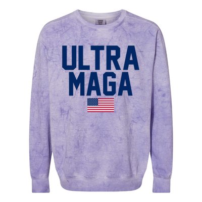 Ultra MAGA Shirt Maga King Funny Anti Biden American Flag Pro Trump Trendy Colorblast Crewneck Sweatshirt