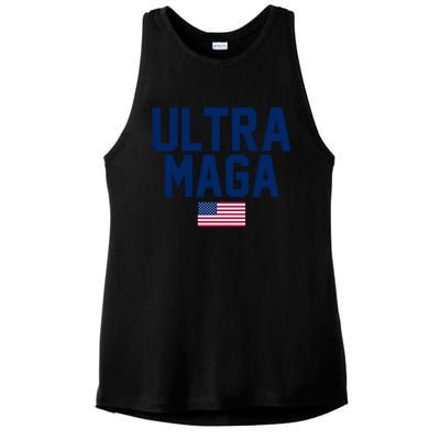 Ultra MAGA Shirt Maga King Funny Anti Biden American Flag Pro Trump Trendy Ladies PosiCharge Tri-Blend Wicking Tank