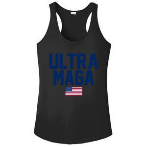 Ultra MAGA Shirt Maga King Funny Anti Biden American Flag Pro Trump Trendy Ladies PosiCharge Competitor Racerback Tank