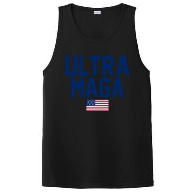 Ultra MAGA Shirt Maga King Funny Anti Biden American Flag Pro Trump Trendy PosiCharge Competitor Tank