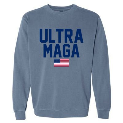 Ultra MAGA Shirt Maga King Funny Anti Biden American Flag Pro Trump Trendy Garment-Dyed Sweatshirt