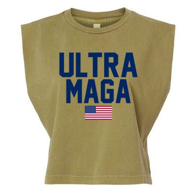 Ultra MAGA Shirt Maga King Funny Anti Biden American Flag Pro Trump Trendy Garment-Dyed Women's Muscle Tee