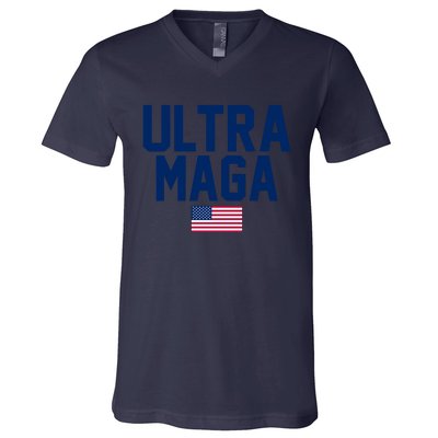 Ultra MAGA Shirt Maga King Funny Anti Biden American Flag Pro Trump Trendy V-Neck T-Shirt