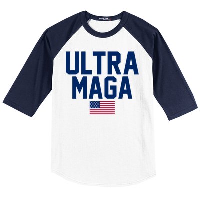 Ultra MAGA Shirt Maga King Funny Anti Biden American Flag Pro Trump Trendy Baseball Sleeve Shirt