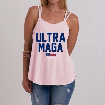 Ultra MAGA Shirt Maga King Funny Anti Biden American Flag Pro Trump Trendy Women's Strappy Tank