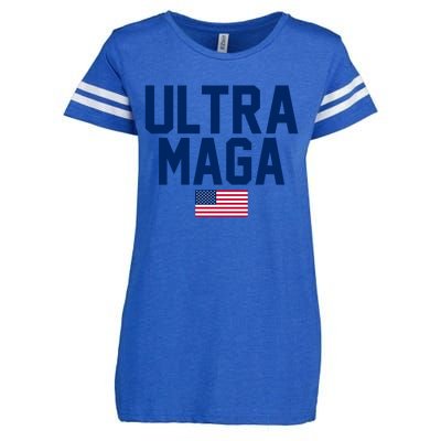 Ultra MAGA Shirt Maga King Funny Anti Biden American Flag Pro Trump Trendy Enza Ladies Jersey Football T-Shirt