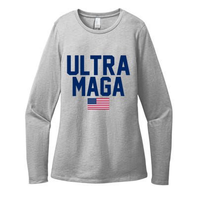 Ultra MAGA Shirt Maga King Funny Anti Biden American Flag Pro Trump Trendy Womens CVC Long Sleeve Shirt