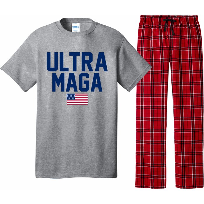 Ultra MAGA Shirt Maga King Funny Anti Biden American Flag Pro Trump Trendy Pajama Set