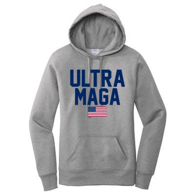 Ultra MAGA Shirt Maga King Funny Anti Biden American Flag Pro Trump Trendy Women's Pullover Hoodie