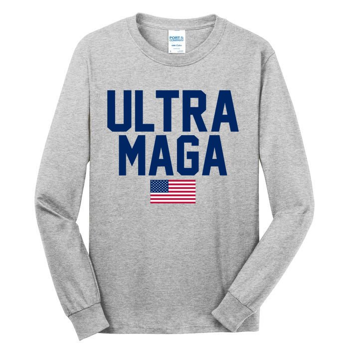 Ultra MAGA Shirt Maga King Funny Anti Biden American Flag Pro Trump Trendy Tall Long Sleeve T-Shirt