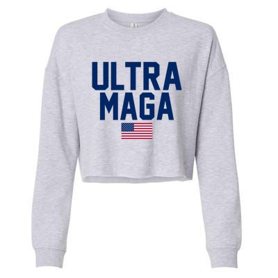 Ultra MAGA Shirt Maga King Funny Anti Biden American Flag Pro Trump Trendy Cropped Pullover Crew