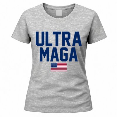 Ultra MAGA Shirt Maga King Funny Anti Biden American Flag Pro Trump Trendy Women's T-Shirt