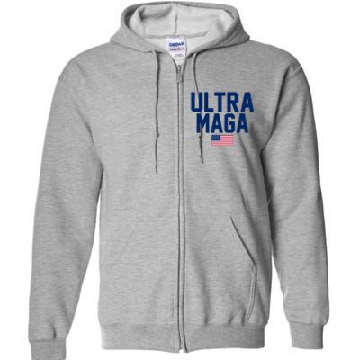 Ultra MAGA Shirt Maga King Funny Anti Biden American Flag Pro Trump Trendy Full Zip Hoodie