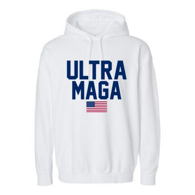 Ultra MAGA Shirt Maga King Funny Anti Biden American Flag Pro Trump Trendy Garment-Dyed Fleece Hoodie