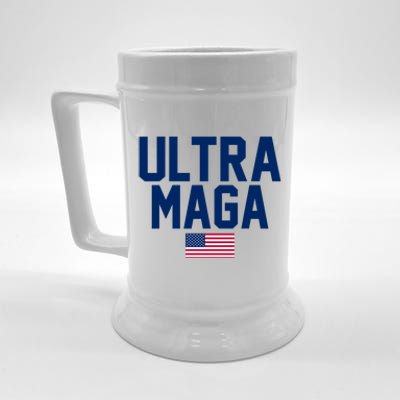 Ultra MAGA Shirt Maga King Funny Anti Biden American Flag Pro Trump Trendy Beer Stein