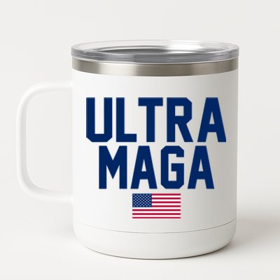 Ultra MAGA Shirt Maga King Funny Anti Biden American Flag Pro Trump Trendy 12 oz Stainless Steel Tumbler Cup