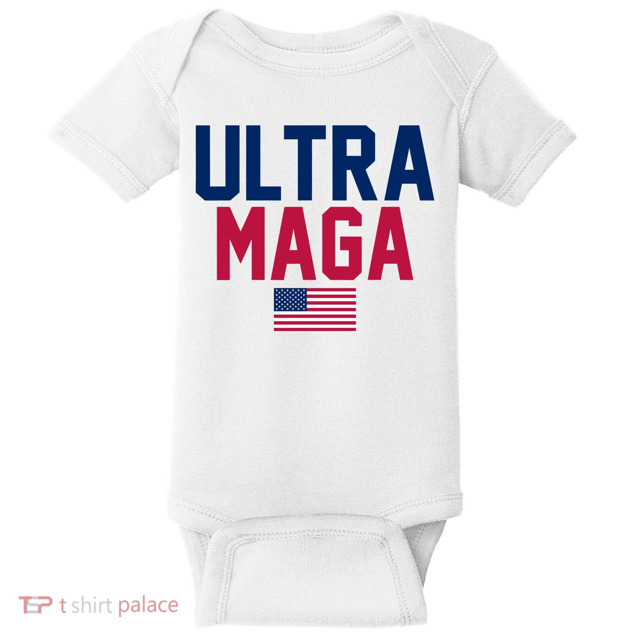 Ultra MAGA Shirt Funny Anti Biden American Flag Pro Trump Trendy Baby Bodysuit