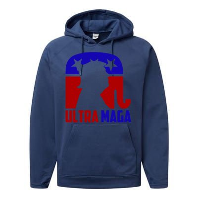 Ultra MAGA Shirt Pro Trump Funny Anti Biden Republican Gift Performance Fleece Hoodie