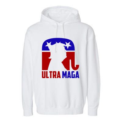 Ultra MAGA Shirt Pro Trump Funny Anti Biden Republican Gift Garment-Dyed Fleece Hoodie