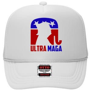 Ultra MAGA Shirt Pro Trump Funny Anti Biden Republican Gift High Crown Mesh Back Trucker Hat