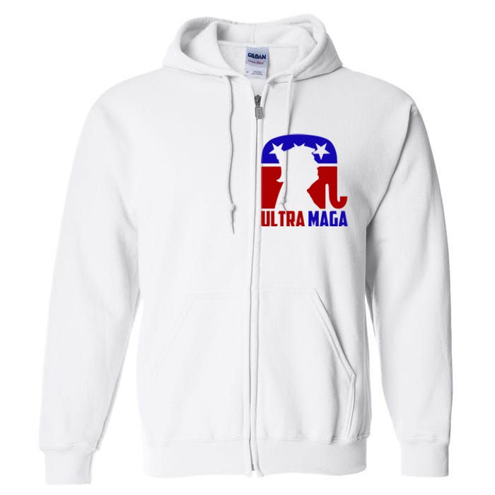 Ultra MAGA Shirt Pro Trump Funny Anti Biden Republican Gift Full Zip Hoodie