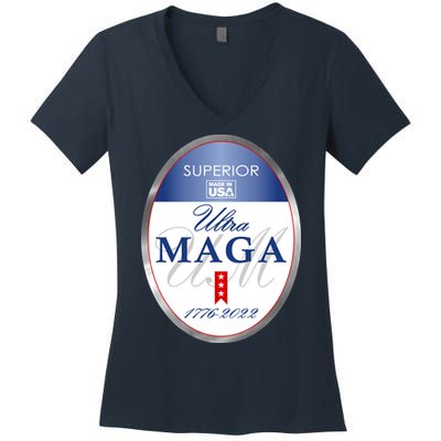 Ultra MAGA Superior 1776 2022 Parody Trump 2024 Anti Biden Women's V-Neck T-Shirt