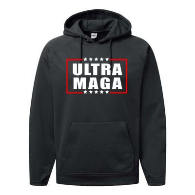 Ultra Maga Slogan With Stars Graphic Performance Fleece Hoodie