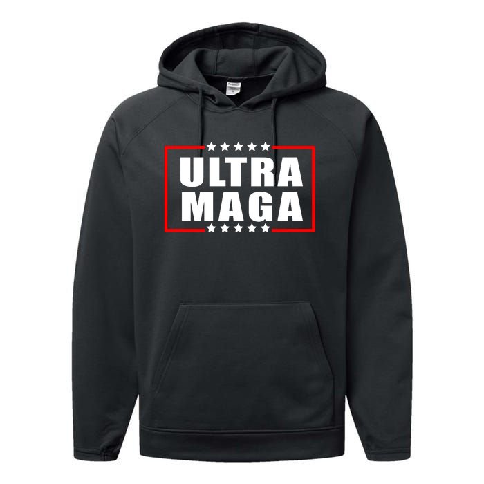 Ultra Maga Slogan With Stars Graphic Performance Fleece Hoodie