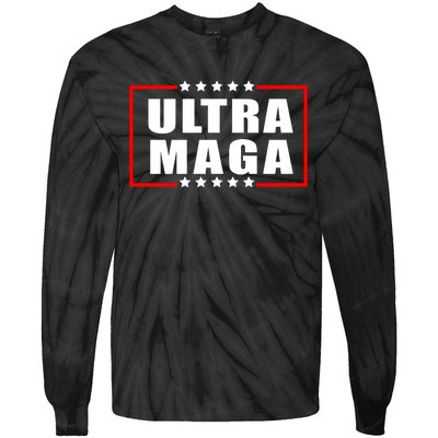 Ultra Maga Slogan With Stars Graphic Tie-Dye Long Sleeve Shirt