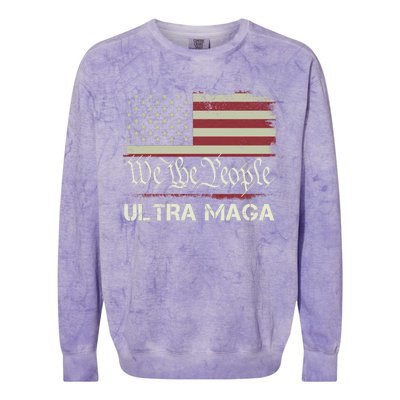 Ultra MAGA Shirt Funny Anti Biden US Flag Pro Trump Trendy Ultra MAGA Colorblast Crewneck Sweatshirt