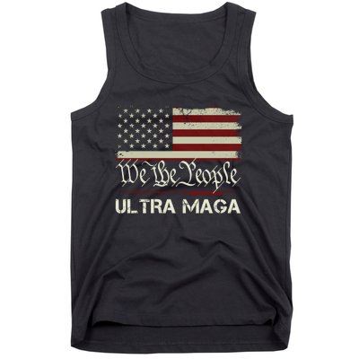 Ultra MAGA Shirt Funny Anti Biden US Flag Pro Trump Trendy Ultra MAGA Tank Top