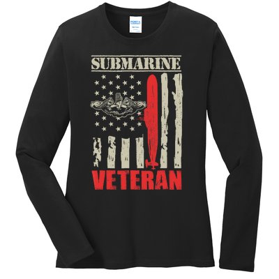 Us Military Submarine Gift For A Veteran Submariner Ladies Long Sleeve Shirt