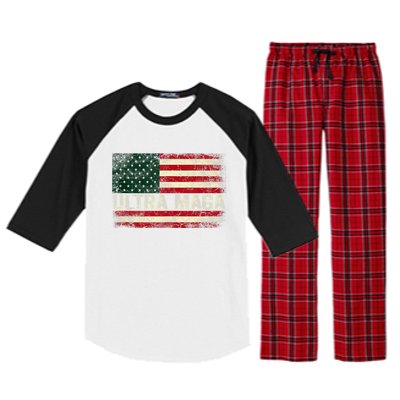 Ultra Maga Shirt US Flag Tee USA Top American Ultra Mega Raglan Sleeve Pajama Set