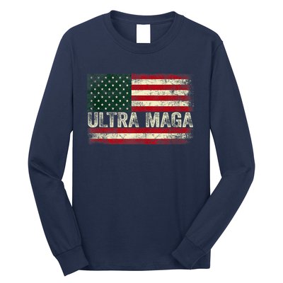 Ultra Maga Shirt US Flag Tee USA Top American Ultra Mega Long Sleeve Shirt