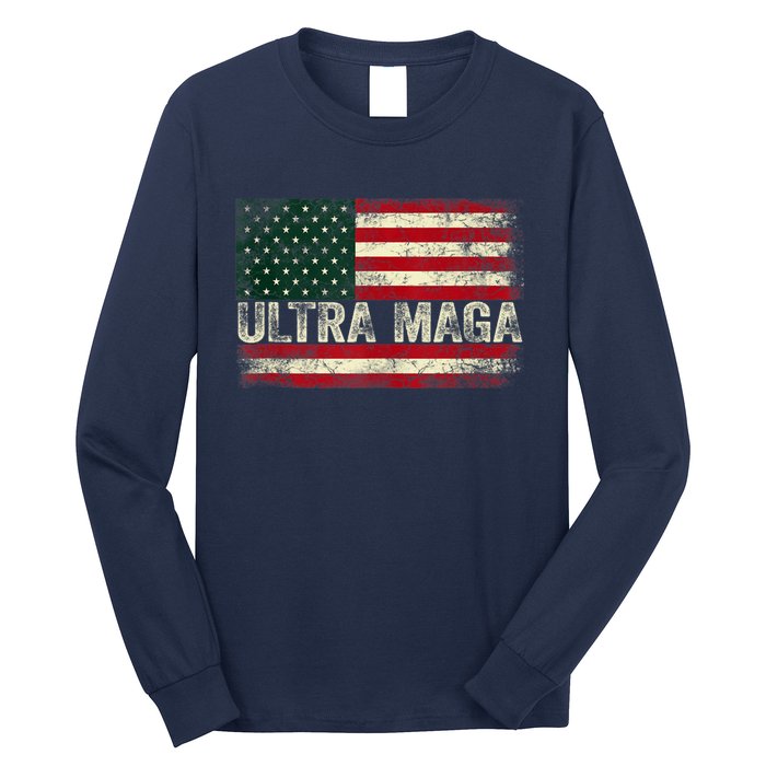 Ultra Maga Shirt US Flag Tee USA Top American Ultra Mega Long Sleeve Shirt