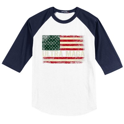 Ultra Maga Shirt US Flag Tee USA Top American Ultra Mega Baseball Sleeve Shirt