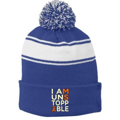 Unstoppable Multiple Sclerosis Awareness Support Graphic Cute Gift Stripe Pom Pom Beanie