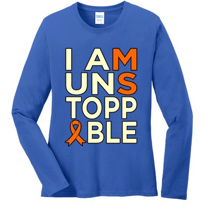 Unstoppable Multiple Sclerosis Awareness Support Graphic Cute Gift Ladies Long Sleeve Shirt