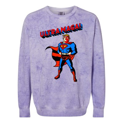 Ultra MAGA Superhero Parody Trump 2024 Anti Biden Colorblast Crewneck Sweatshirt