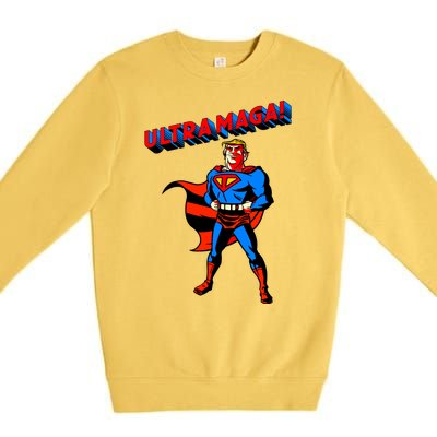 Ultra MAGA Superhero Parody Trump 2024 Anti Biden Premium Crewneck Sweatshirt