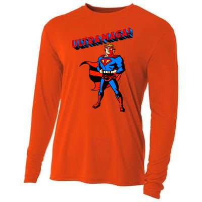 Ultra MAGA Superhero Parody Trump 2024 Anti Biden Cooling Performance Long Sleeve Crew