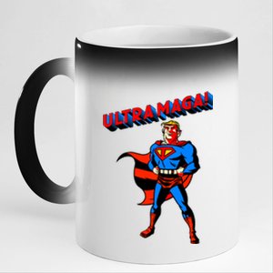 Ultra MAGA Superhero Parody Trump 2024 Anti Biden 11oz Black Color Changing Mug