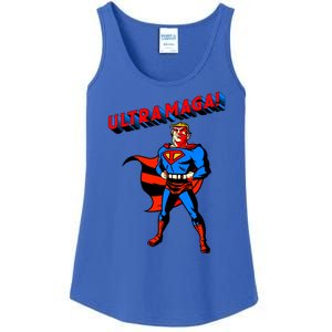 Ultra MAGA Superhero Parody Trump 2024 Anti Biden Ladies Essential Tank