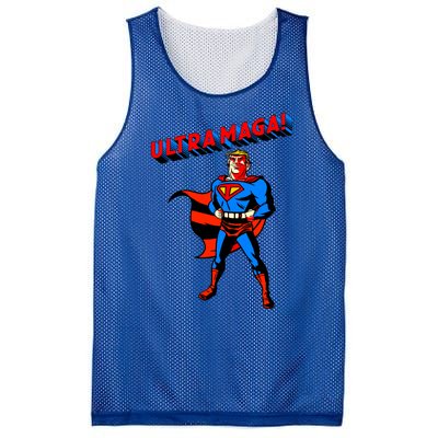 Ultra MAGA Superhero Parody Trump 2024 Anti Biden Mesh Reversible Basketball Jersey Tank