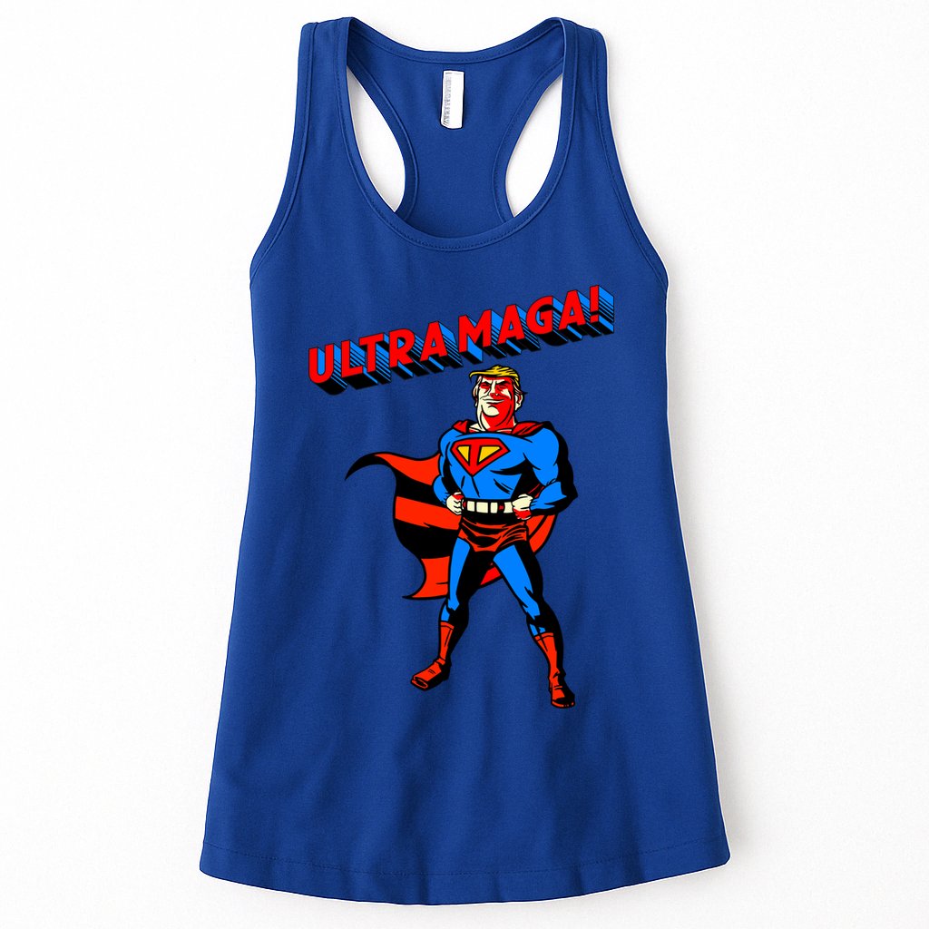 Ultra MAGA Superhero Parody Trump 2024 Anti Biden Womens Tank Top