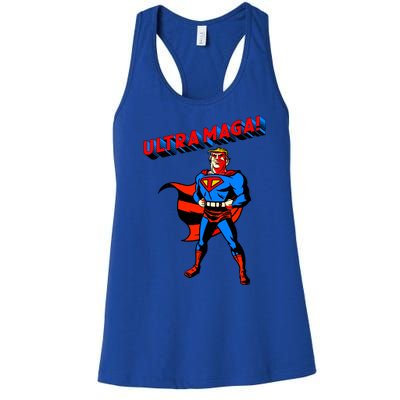 Ultra MAGA Superhero Parody Trump 2024 Anti Biden Women's Racerback Tank